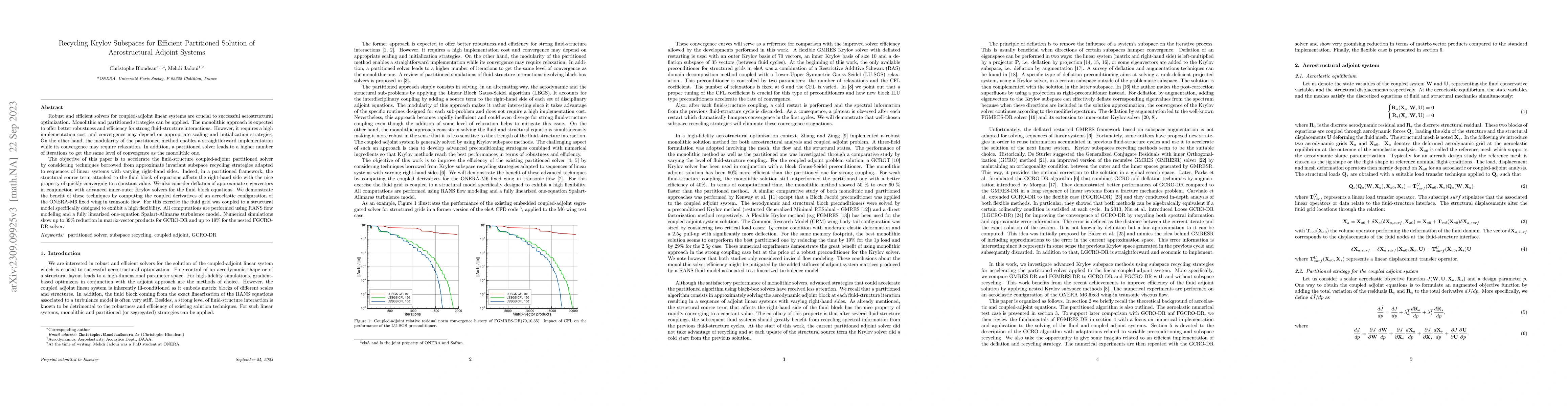 Thumbnail for Recycling Krylov Subspaces for Efficient Partitioned Solution of
  Aerostructural Adjoint Systems