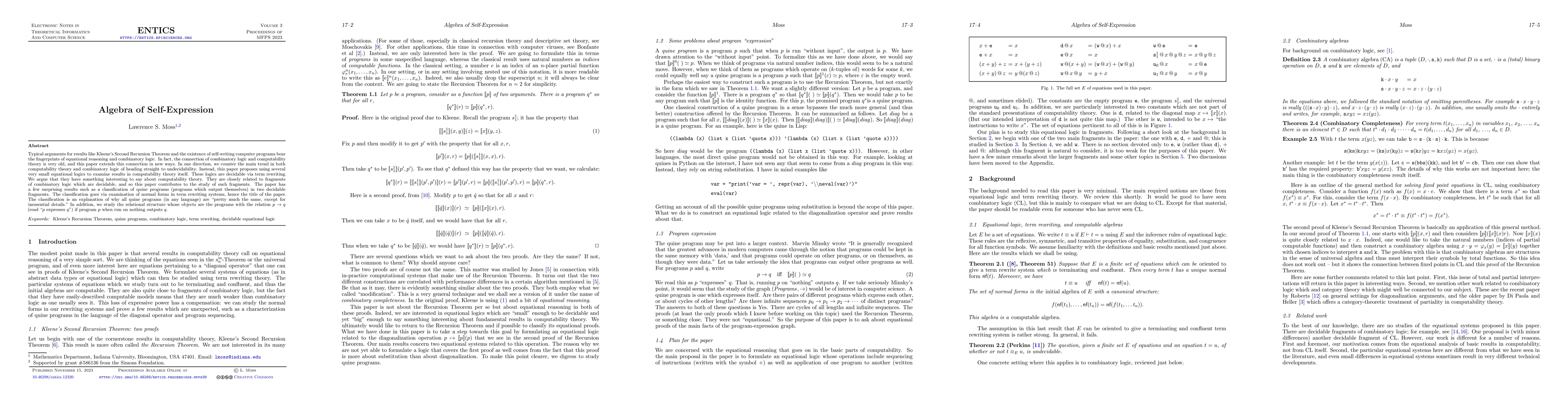 Thumbnail for Algebra of Self-Replication