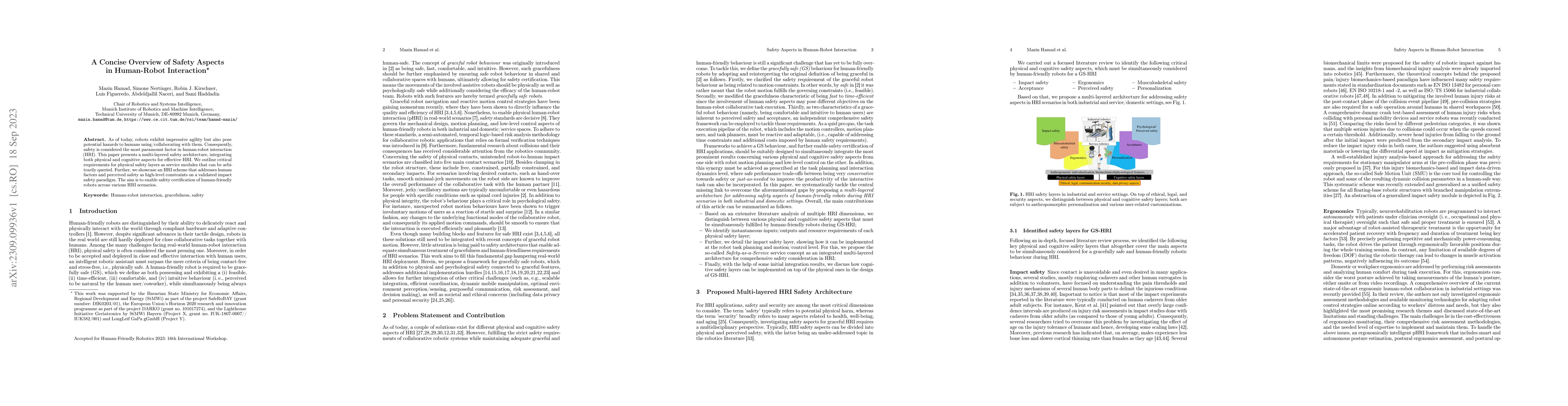 Thumbnail for A Concise Overview of Safety Aspects in Human-Robot Interaction