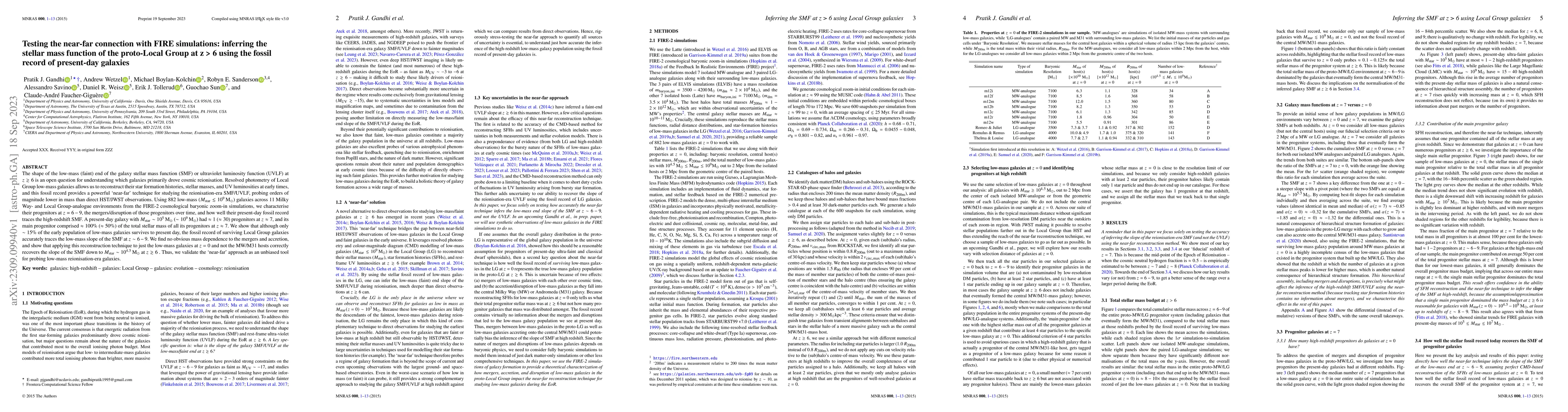 Thumbnail for Testing the near-far connection with FIRE simulations: inferring the
  stellar mass function of the proto-Local Group at z > 6 using the fossil
  record of present-day galaxies