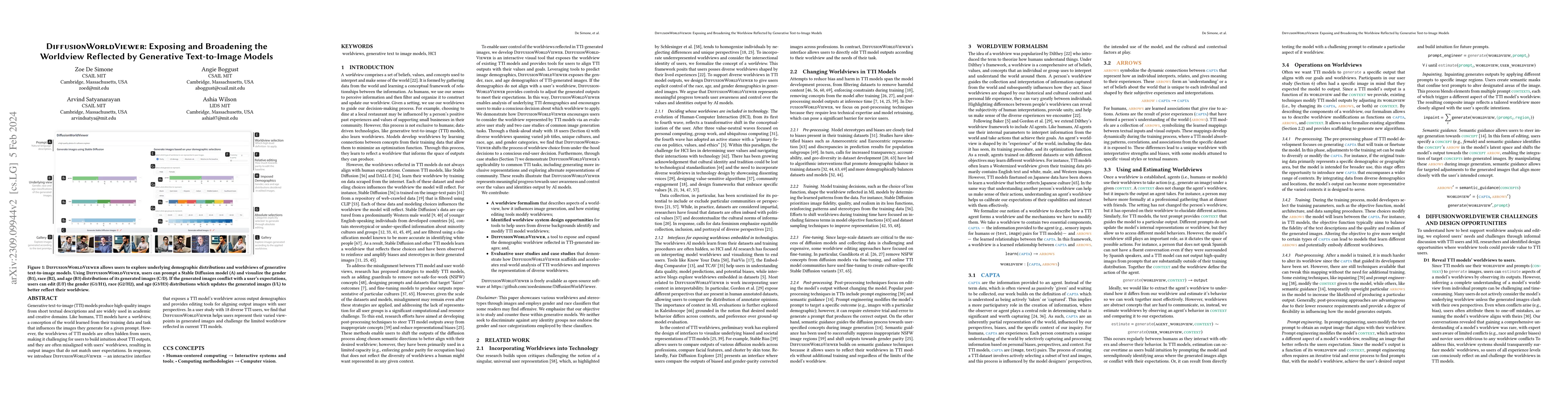 Thumbnail for DiffusionWorldViewer: Exposing and Broadening the Worldview Reflected by
  Generative Text-to-Image Models