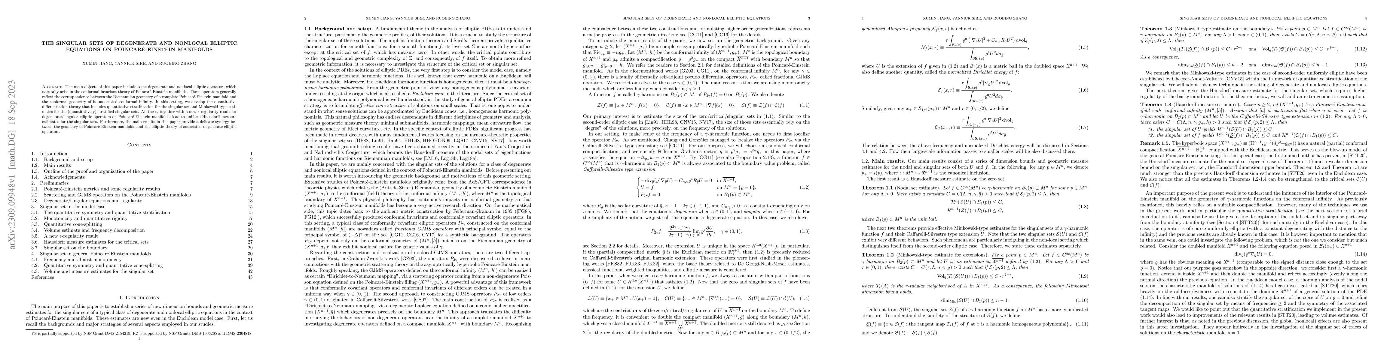 Thumbnail for The singular sets of degenerate and nonlocal elliptic equations on
  Poincar\'e-Einstein manifolds