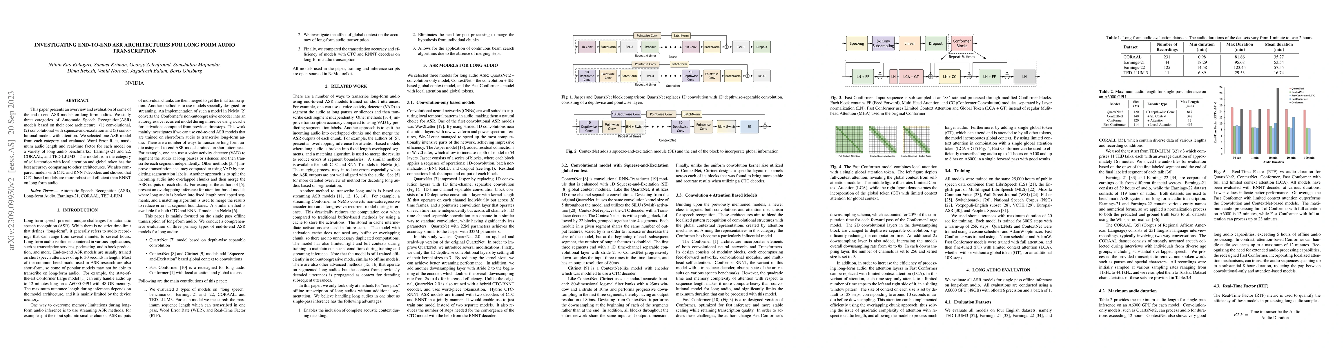 Thumbnail for Investigating End-to-End ASR Architectures for Long Form Audio
  Transcription