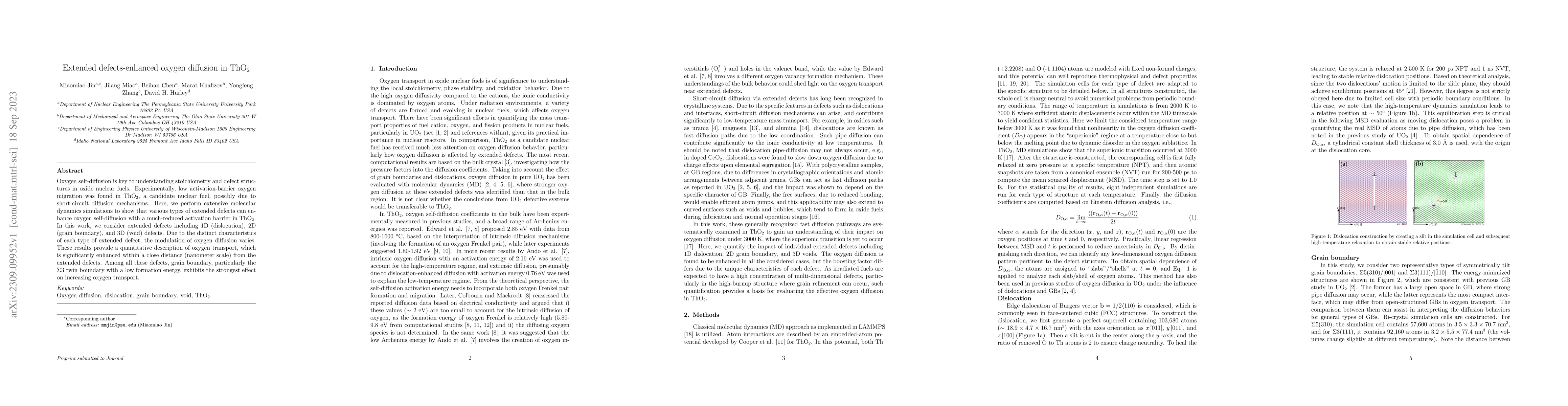 Thumbnail for Extended defects-enhanced oxygen diffusion in ThO2