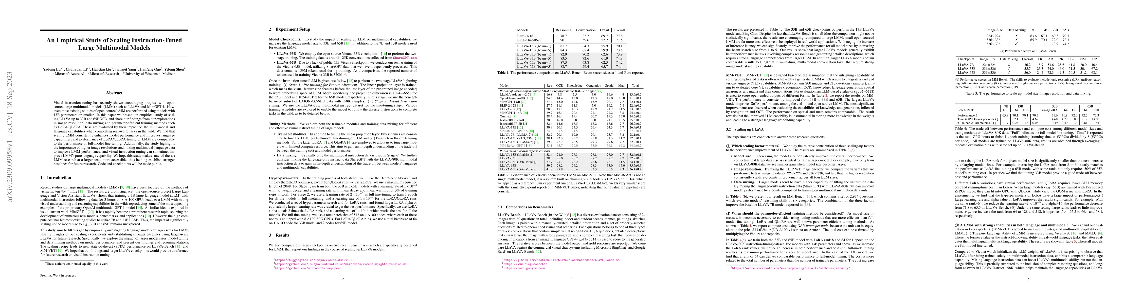 Thumbnail for An Empirical Study of Scaling Instruct-Tuned Large Multimodal Models