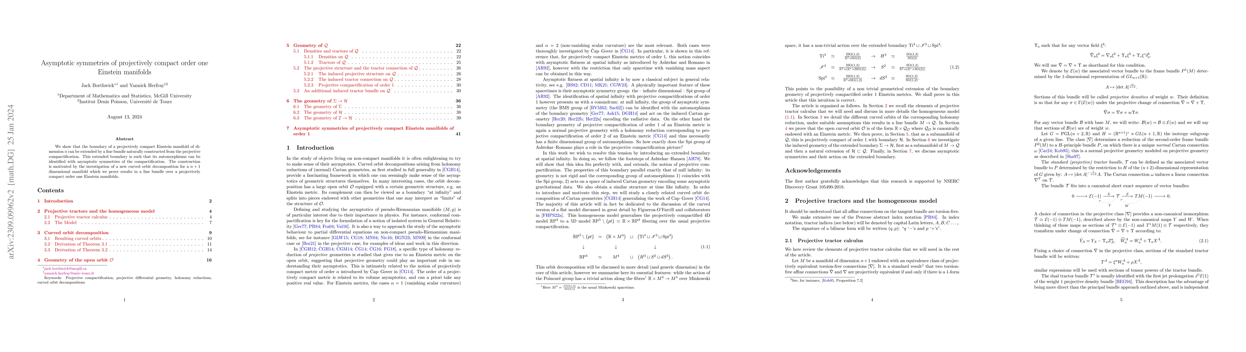 Thumbnail for Asymptotic symmetries of projectively compact order one Einstein
  manifolds