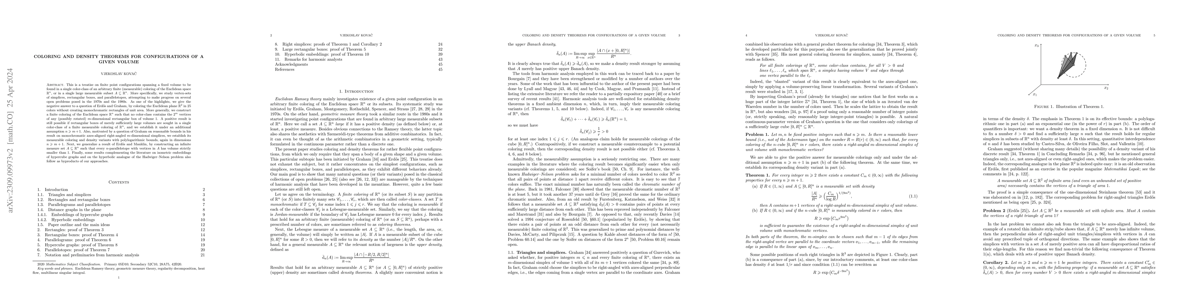 Thumbnail for Coloring and density theorems for configurations of a given volume