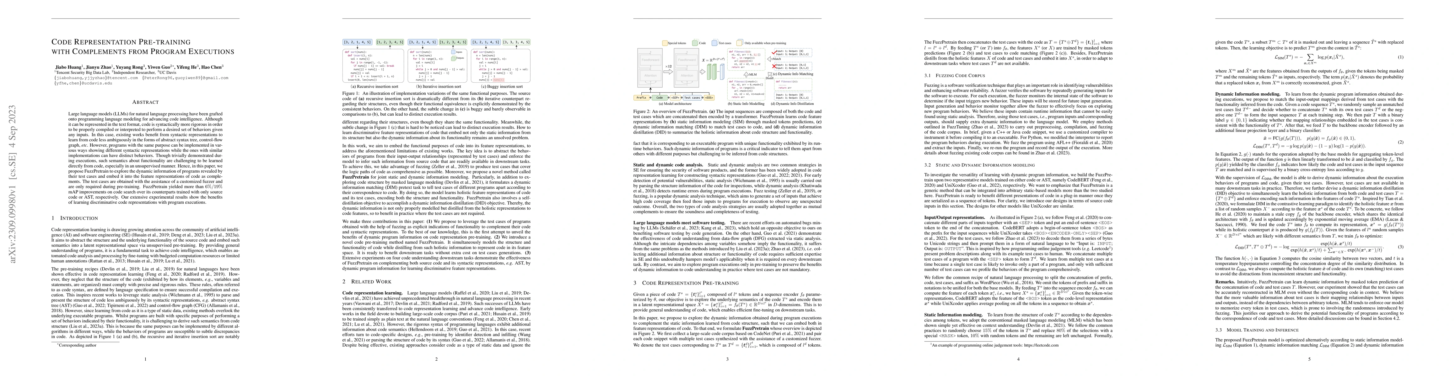 Thumbnail for Code Representation Pre-training with Complements from Program
  Executions