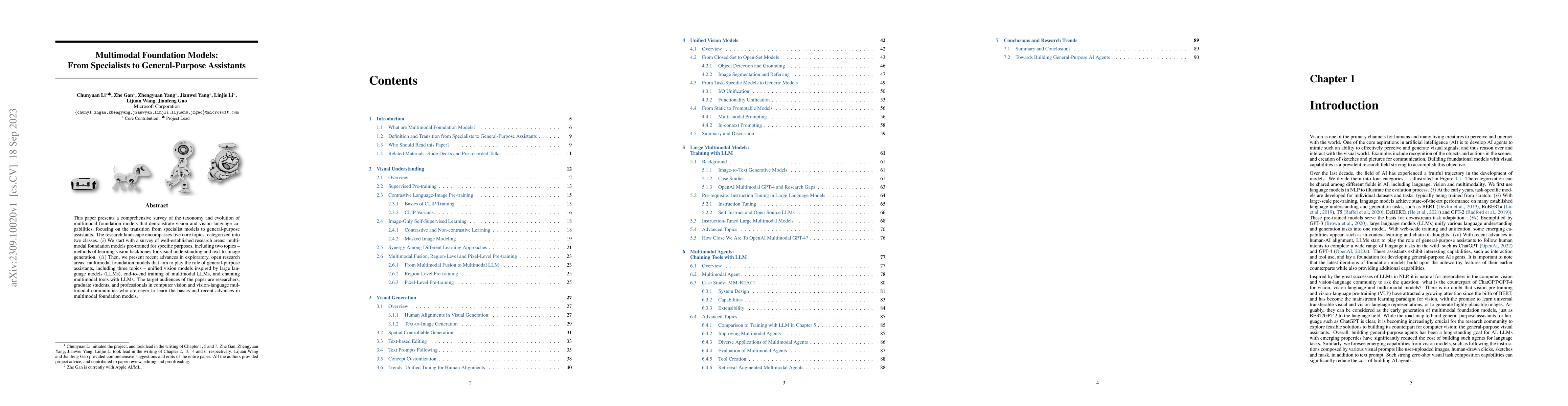 Thumbnail for Multimodal Foundation Models: From Specialists to General-Purpose
  Assistants