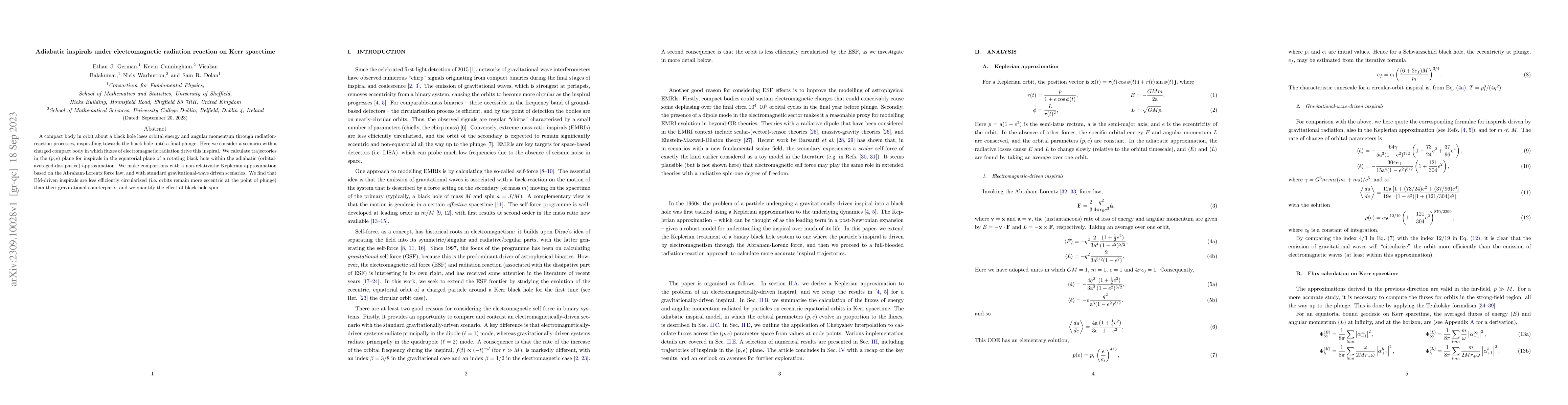 Thumbnail for Adiabatic inspirals under electromagnetic radiation reaction on Kerr
  spacetime