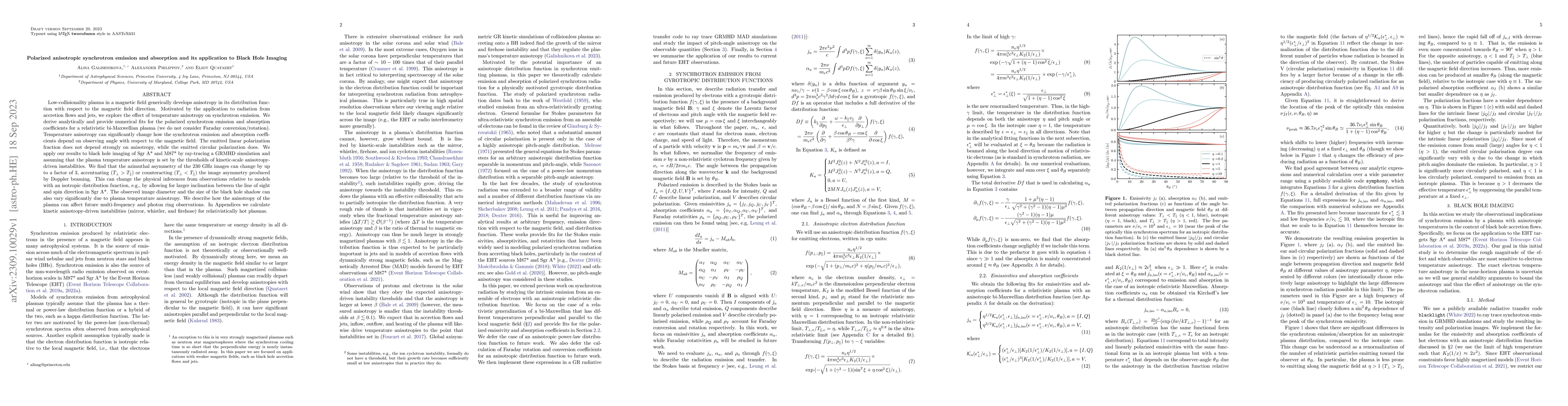 Thumbnail for Polarized anisotropic synchrotron emission and absorption and its
  application to Black Hole Imaging