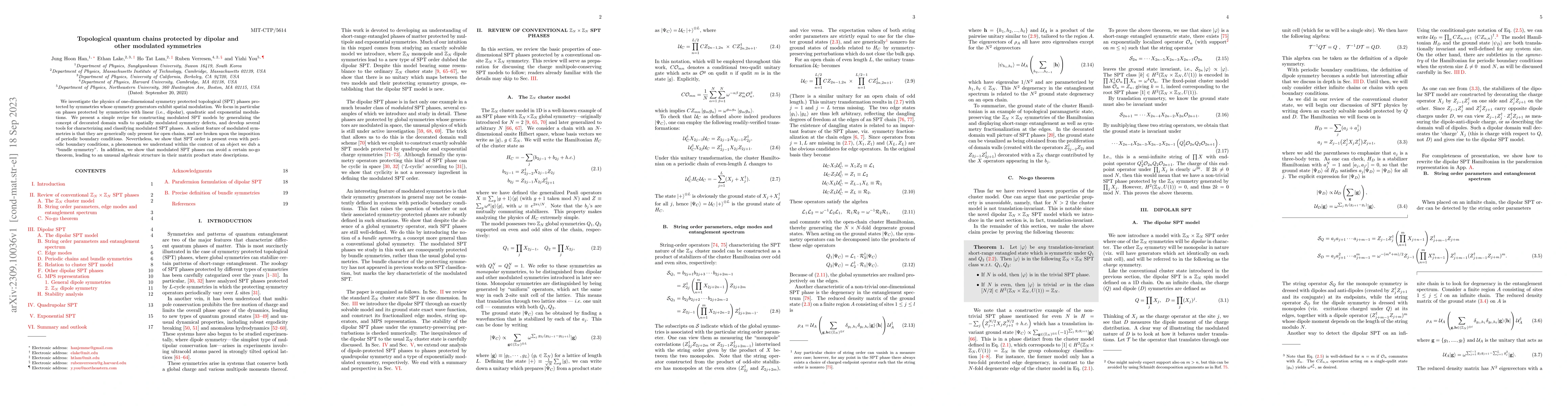 Thumbnail for Topological quantum chains protected by dipolar and other modulated
  symmetries