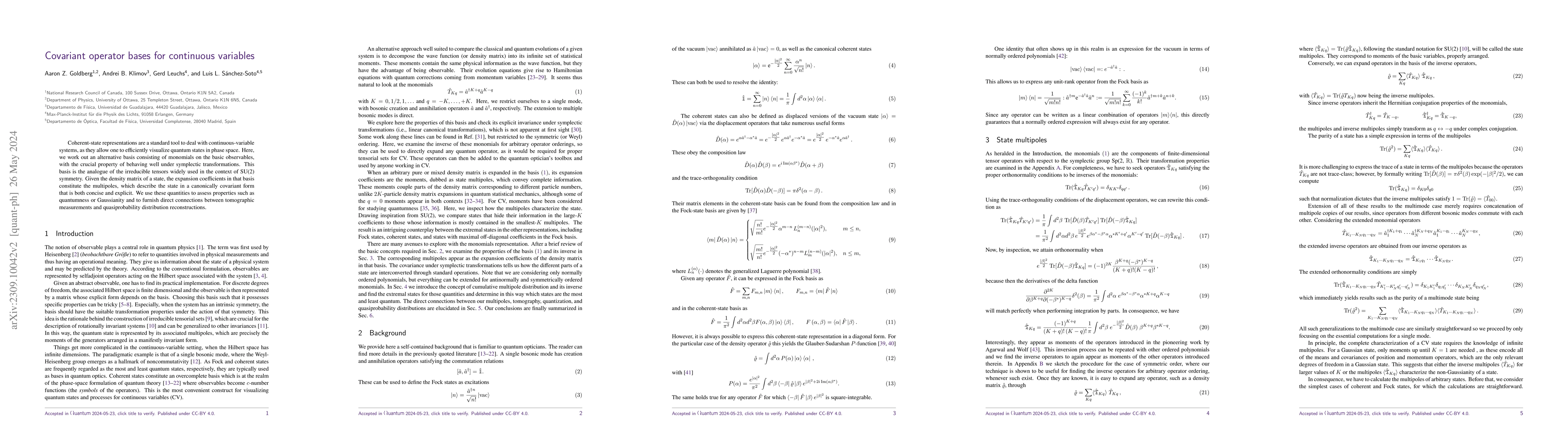 Thumbnail for Covariant operator bases for continuous variables