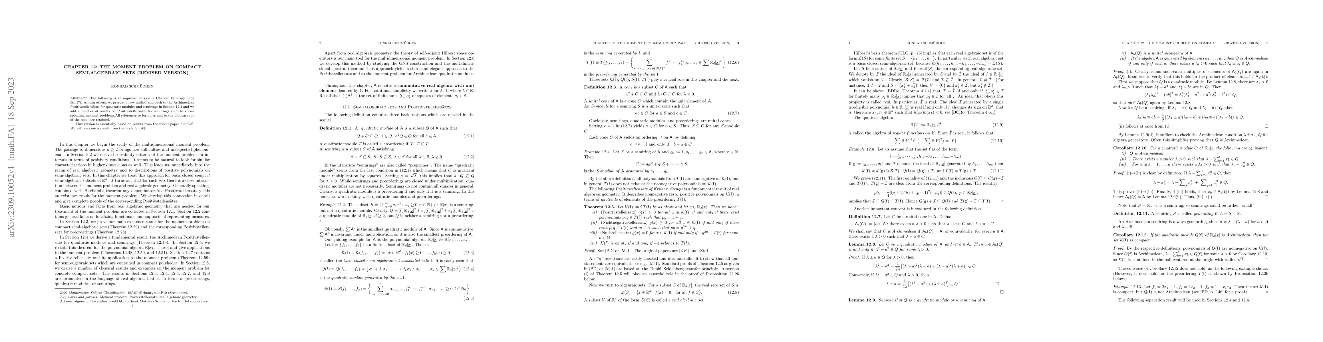 Thumbnail for Chapter 12: The moment problem on compact semi-algebraic sets (revised
  version)