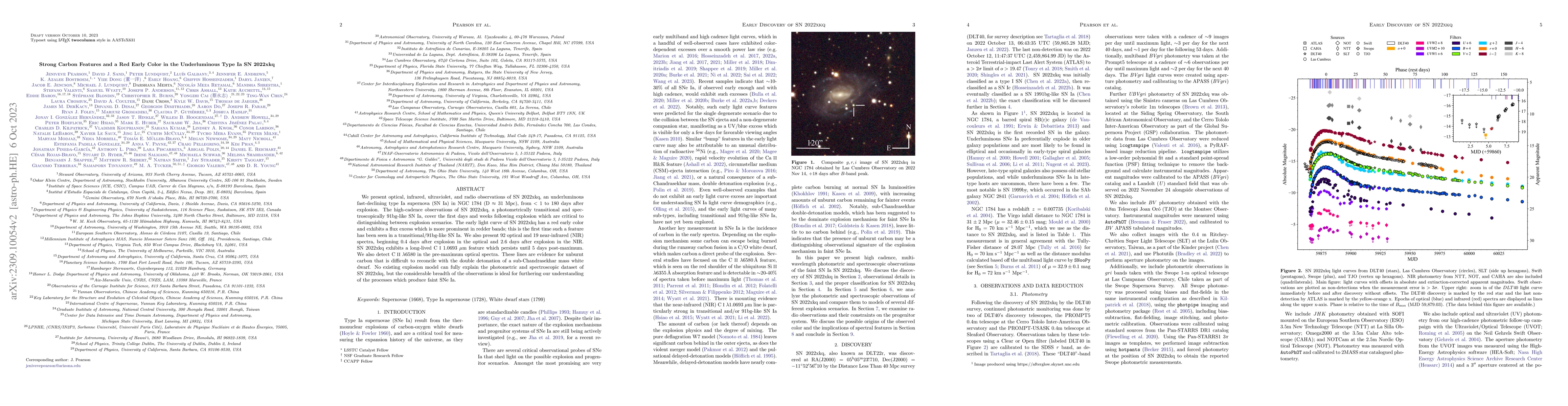 Thumbnail for Strong Carbon Features and a Red Early Color in the Underluminous Type
  Ia SN 2022xkq