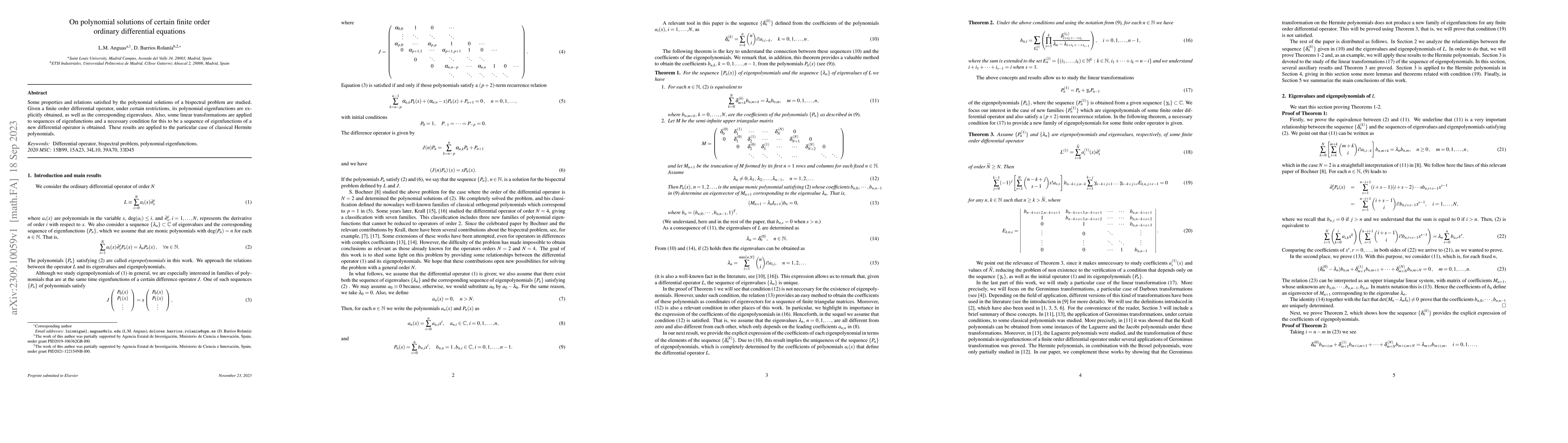 Thumbnail for On polynomial solutions of certain finite order ordinary differential
  equations