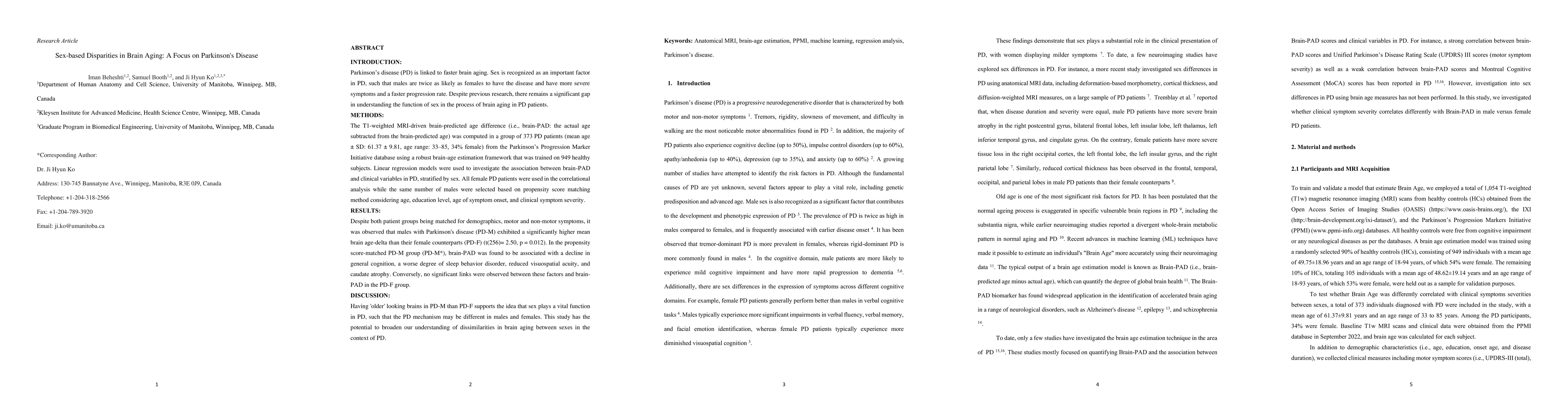Thumbnail for Sex-based Disparities in Brain Aging: A Focus on Parkinson's Disease