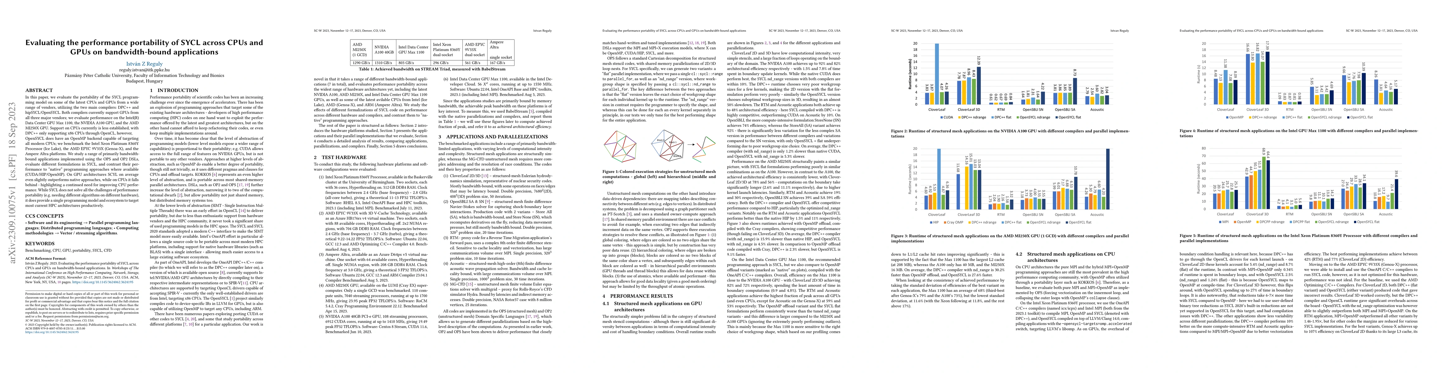 Thumbnail for Evaluating the performance portability of SYCL across CPUs and GPUs on
  bandwidth-bound applications