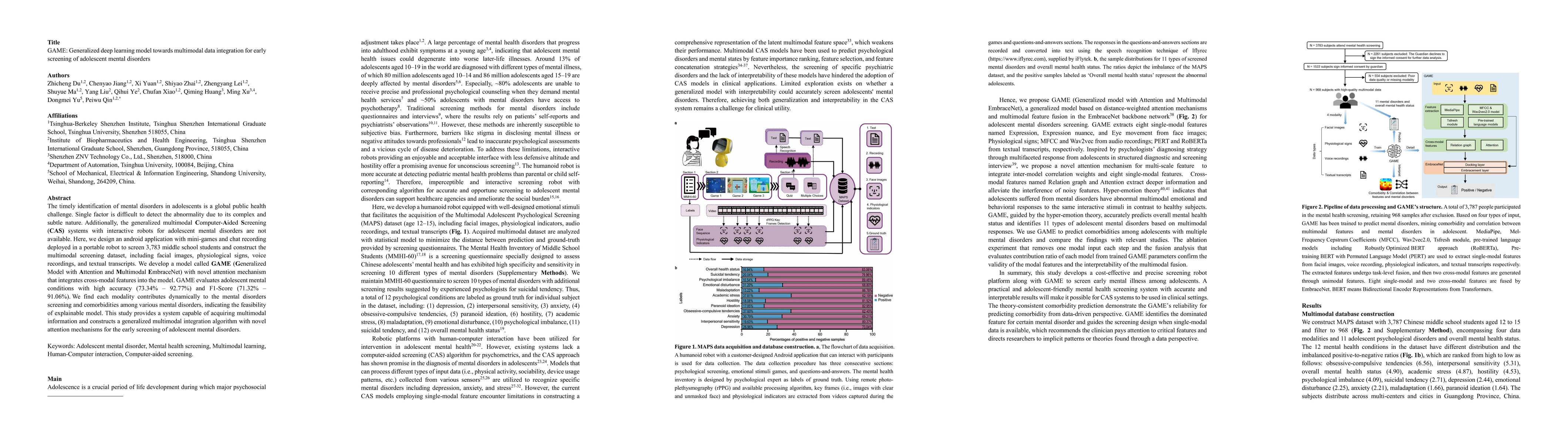 Thumbnail for GAME: Generalized deep learning model towards multimodal data
  integration for early screening of adolescent mental disorders