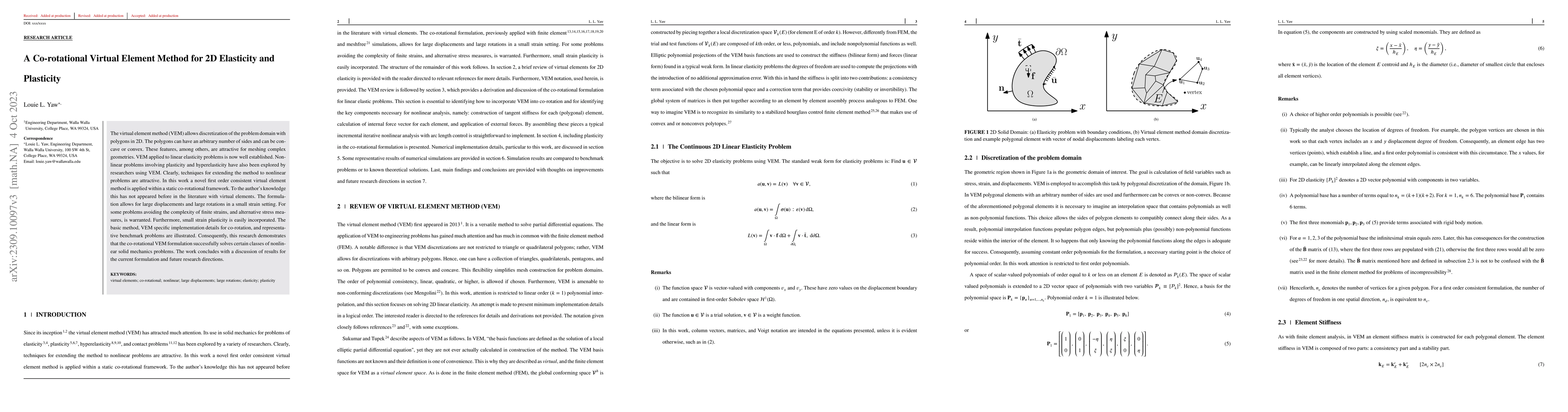 Thumbnail for A Co-rotational Virtual Element Method for 2D Elasticity and Plasticity