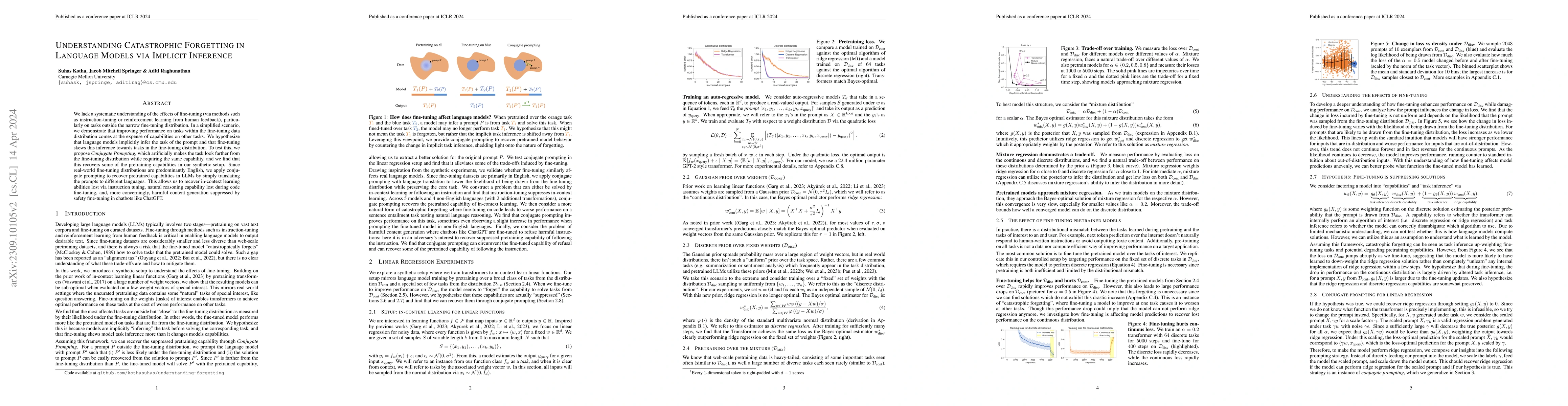 Thumbnail for Understanding Catastrophic Forgetting in Language Models via Implicit
  Inference