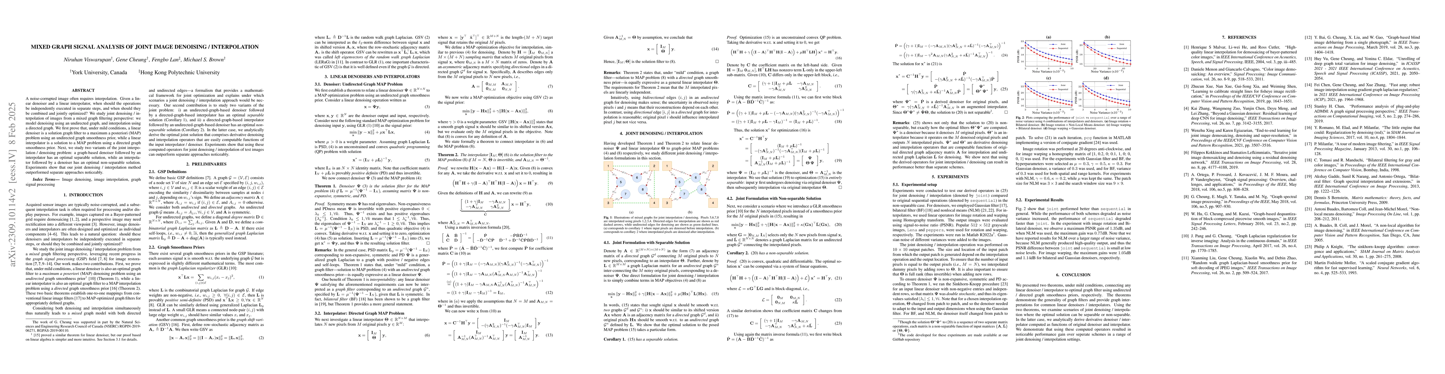 Thumbnail for Mixed Graph Signal Analysis of Joint Image Denoising / Interpolation