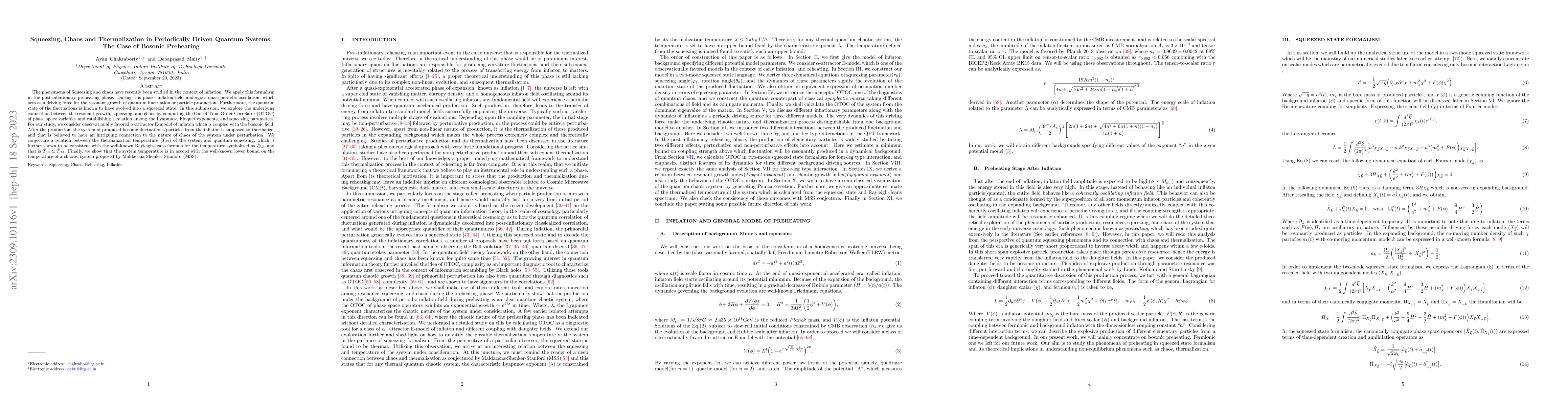 Thumbnail for Squeezing, Chaos and Thermalization in Periodically Driven Quantum
  Systems: The Case of Bosonic Preheating
