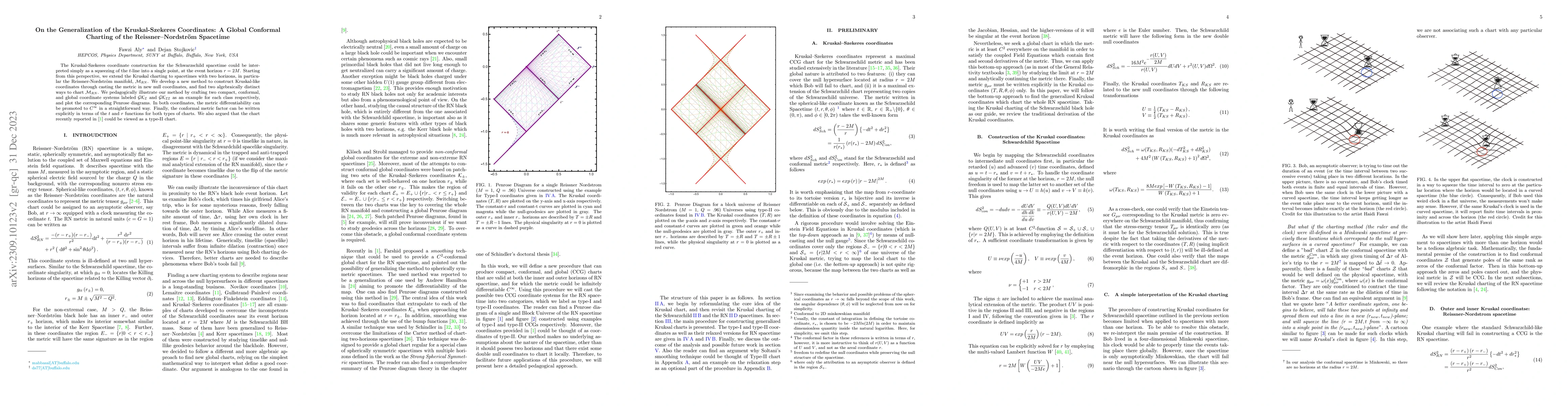 Thumbnail for On the generalization of the Kruskal-Szekeres coordinates: a global
  conformal charting of the Reissner-Nordstrom spacetime