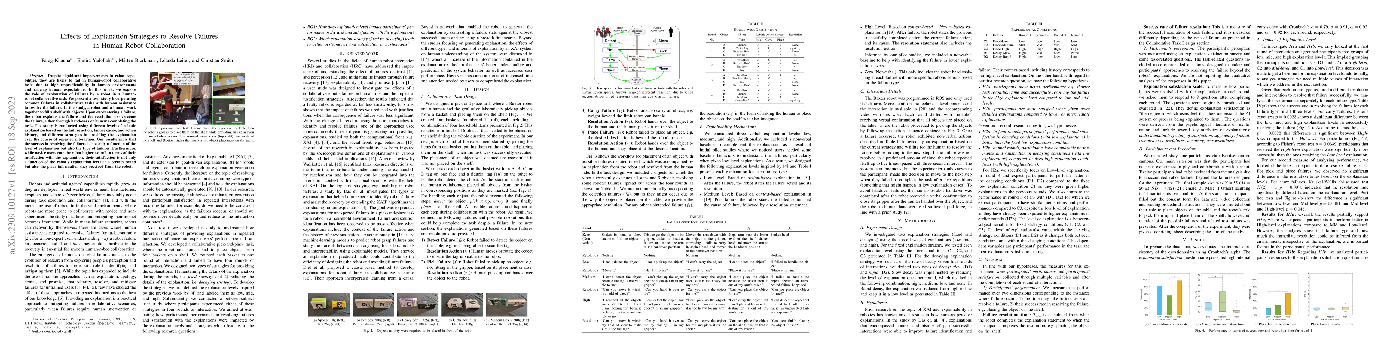 Thumbnail for Effects of Explanation Strategies to Resolve Failures in Human-Robot
  Collaboration