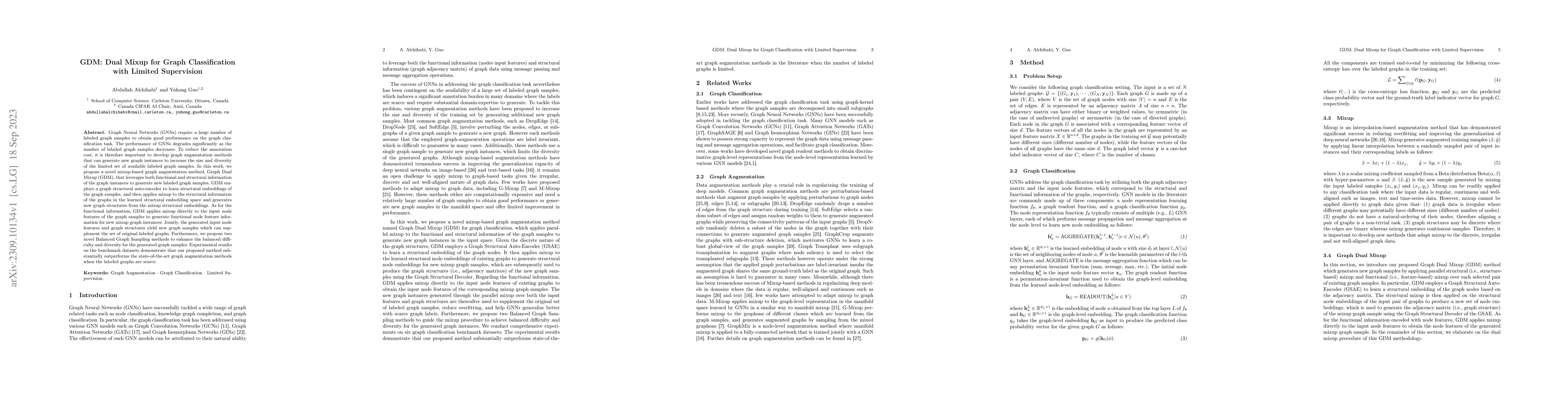 Thumbnail for GDM: Dual Mixup for Graph Classification with Limited Supervision