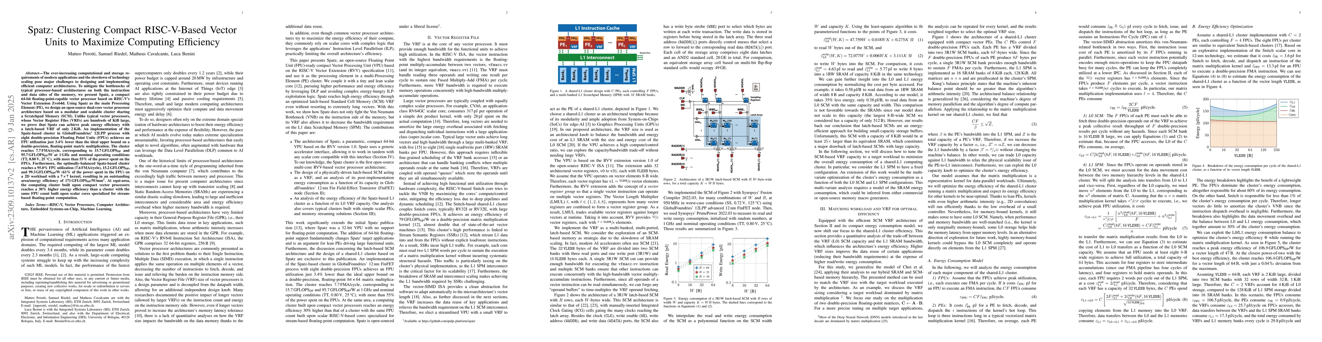 Thumbnail for Spatz: Clustering Compact RISC-V-Based Vector Units to Maximize
  Computing Efficiency