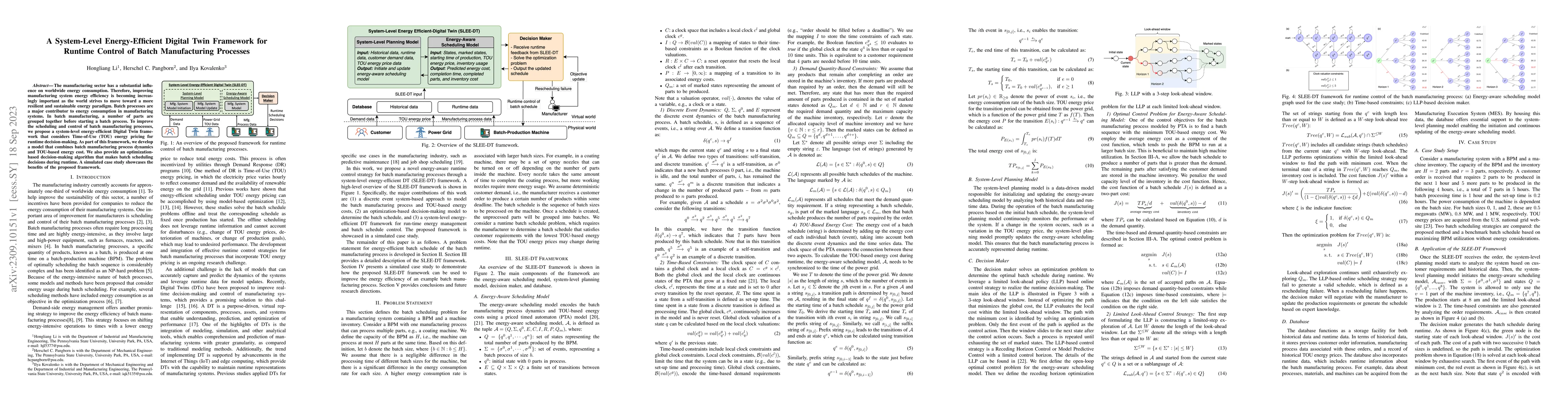 Thumbnail for A System-Level Energy-Efficient Digital Twin Framework for Runtime
  Control of Batch Manufacturing Processes