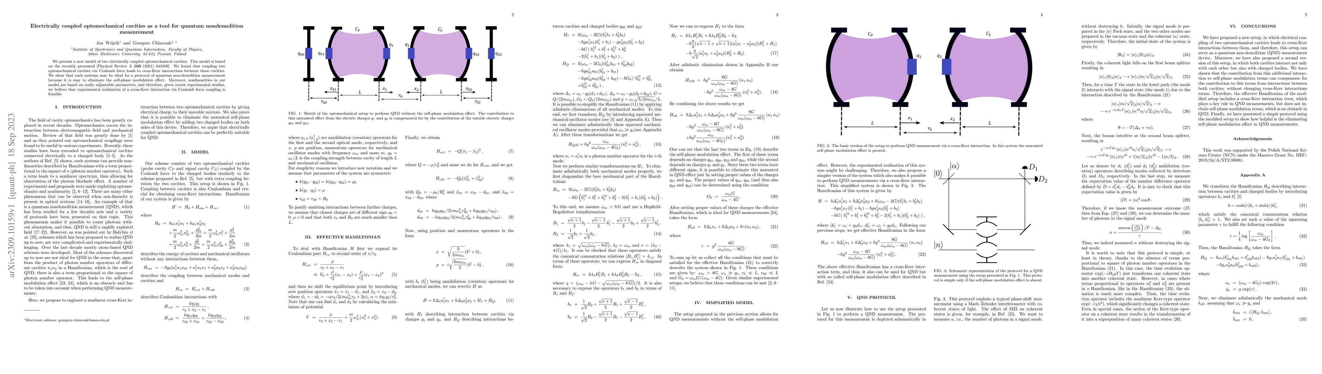 Thumbnail for Electrically coupled optomechanical cavities as a tool for quantum
  nondemolition measurement