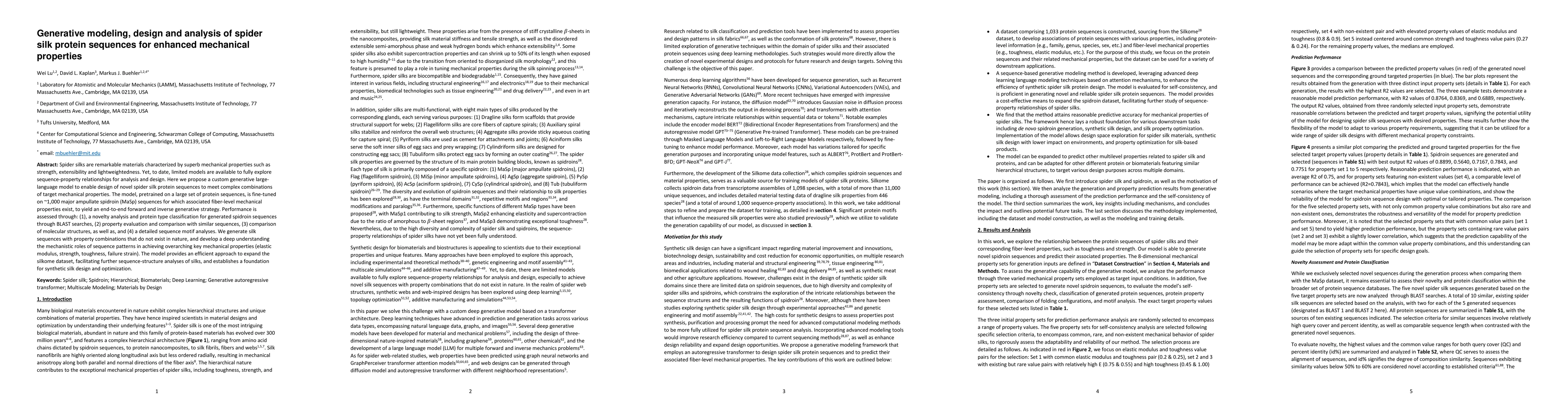 Thumbnail for Generative modeling, design and analysis of spider silk protein
  sequences for enhanced mechanical properties