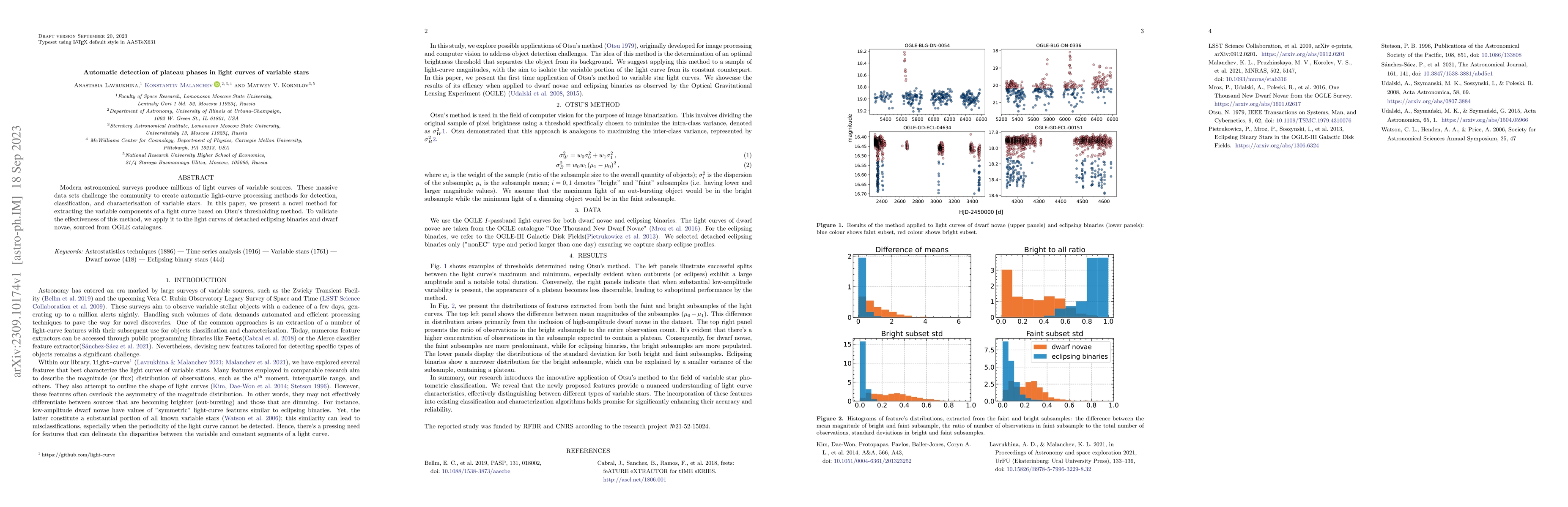 Thumbnail for Automatic detection of plateau phases in light curves of variable stars
