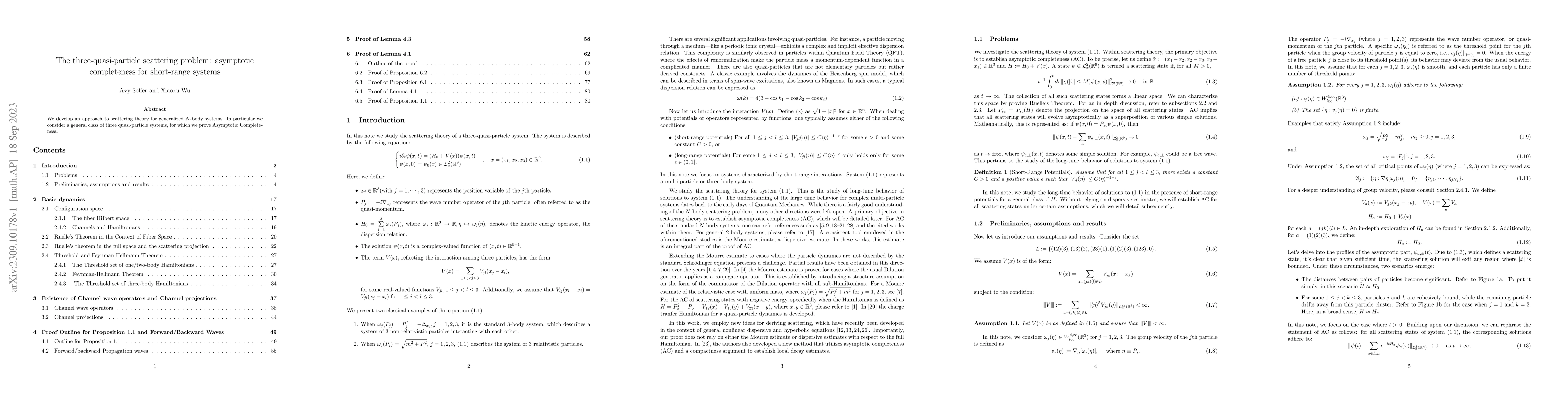 Thumbnail for The three-quasi-particle scattering problem: asymptotic completeness for
  short-range systems