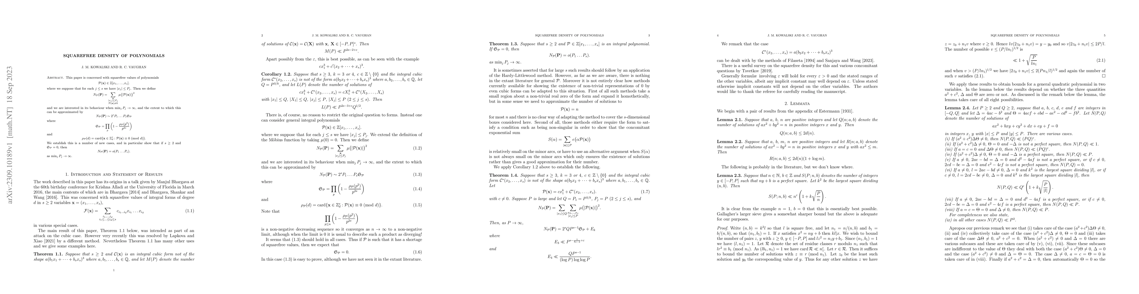Thumbnail for Squarefree density of polynomials
