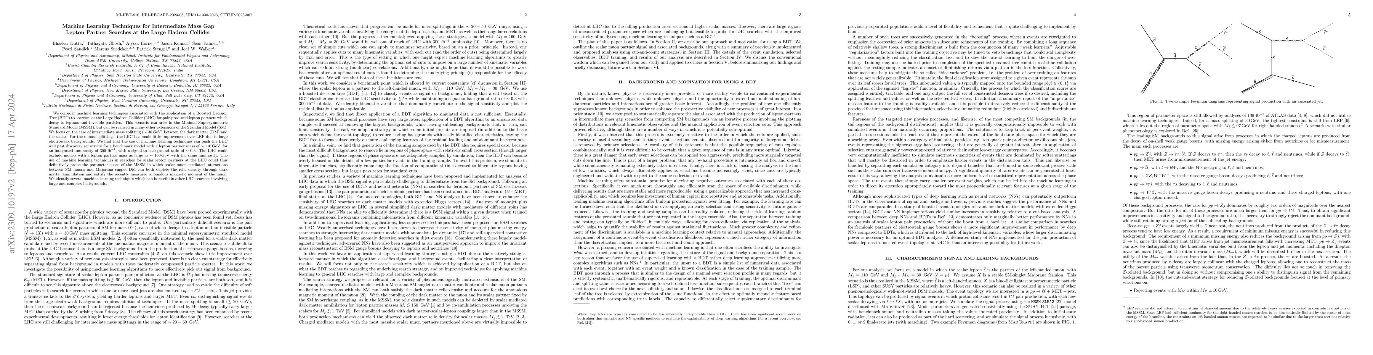 Thumbnail for Machine Learning Techniques for Intermediate Mass Gap Lepton Partner
  Searches at the Large Hadron Collider