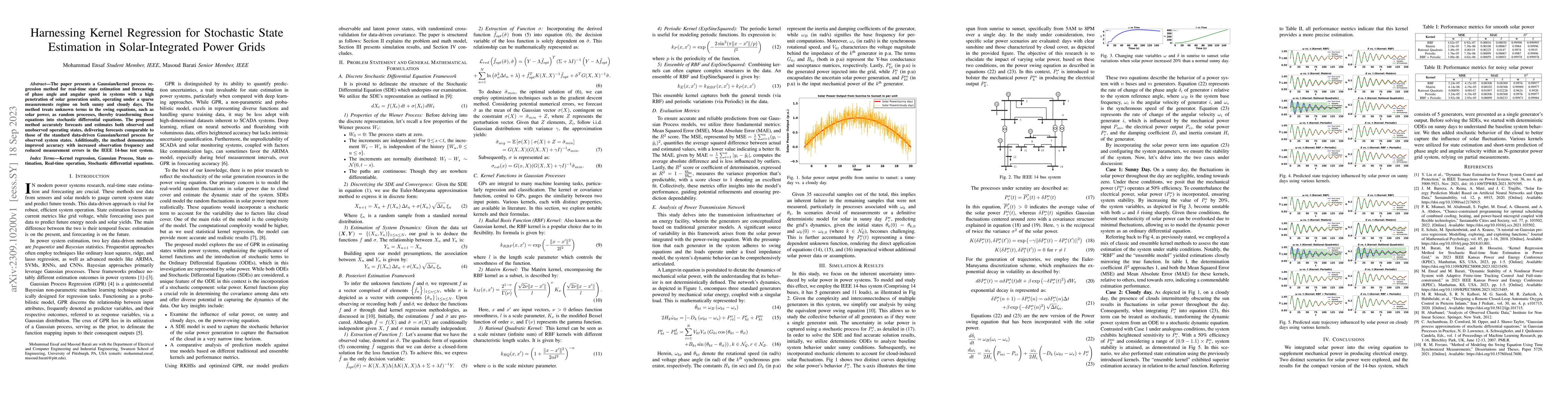 Thumbnail for Harnessing Kernel Regression for Stochastic State Estimation in
  Solar-Integrated Power Grids