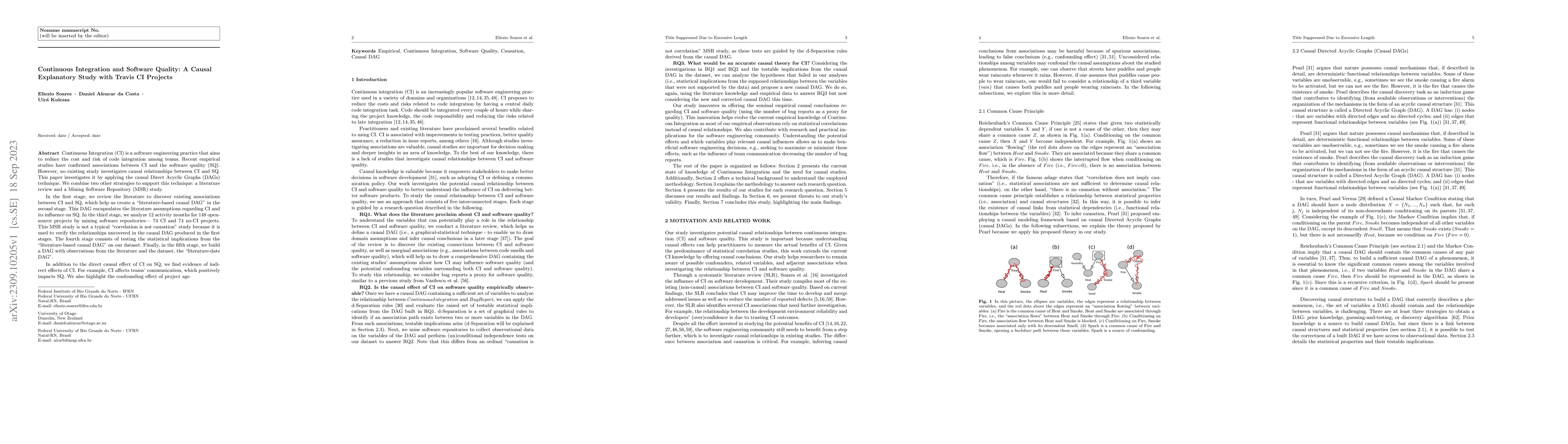 Thumbnail for Continuous Integration and Software Quality: A Causal Explanatory Study