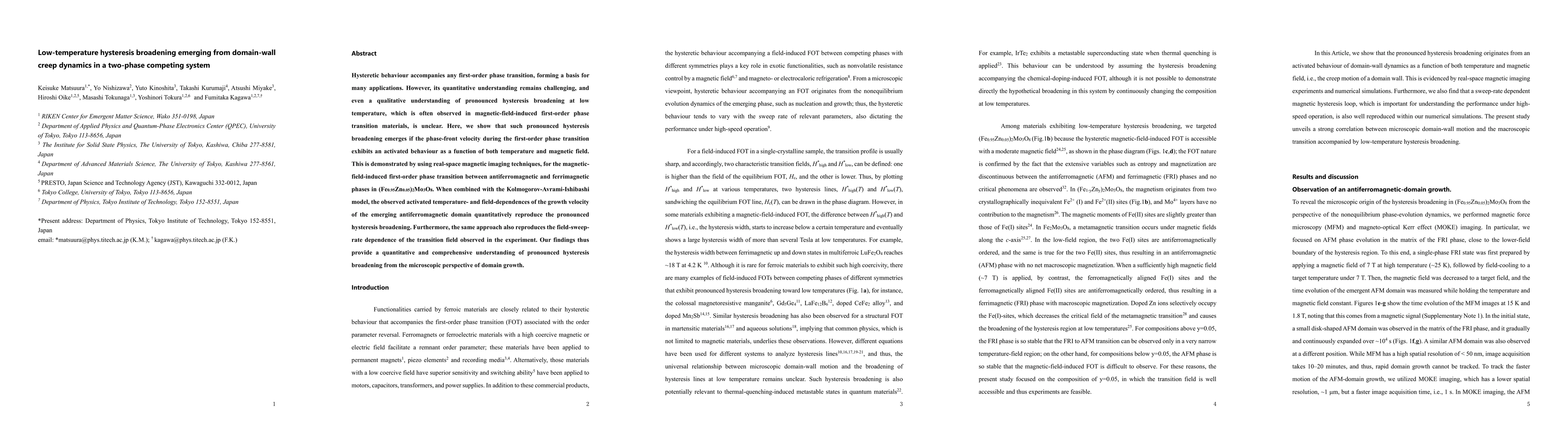 Thumbnail for Low-temperature hysteresis broadening emerging from domain-wall creep
  dynamics in a two-phase competing system