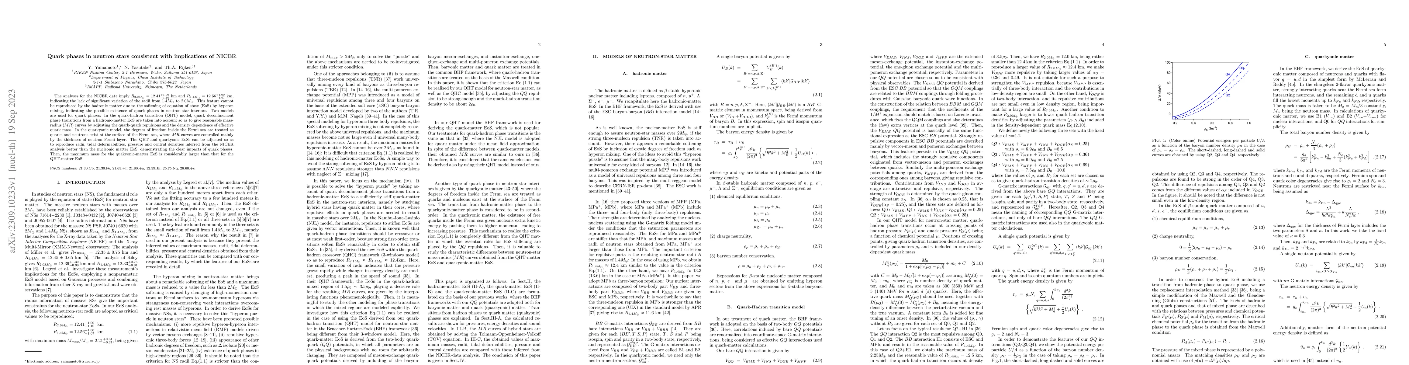 Thumbnail for Quark phases in neutron stars consistent with implications of NICER