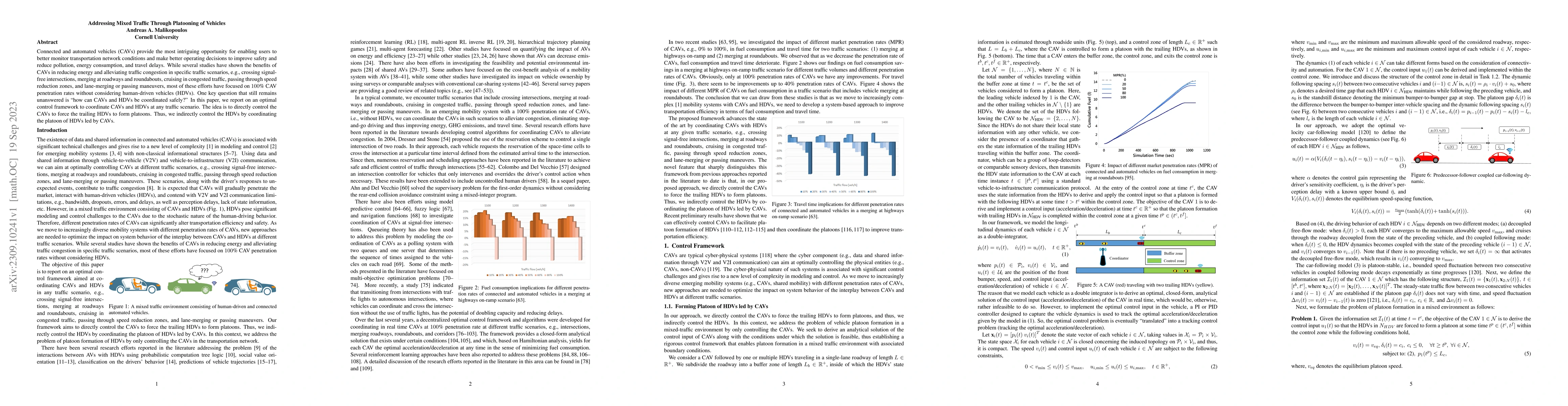 Thumbnail for Addressing Mixed Traffic Through Platooning of Vehicles