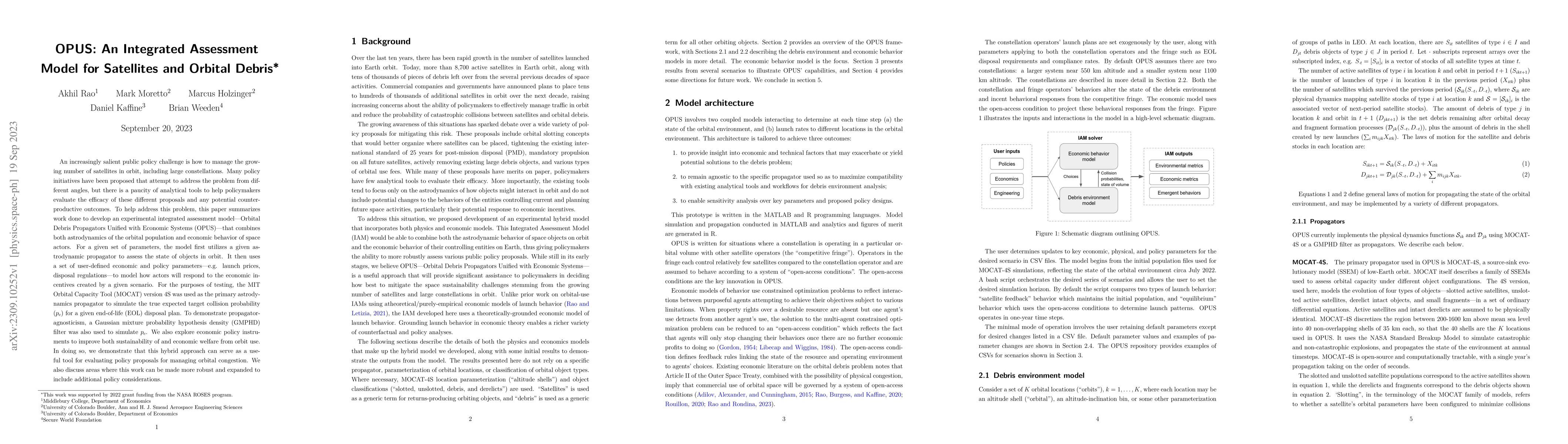 Thumbnail for OPUS: An Integrated Assessment Model for Satellites and Orbital Debris