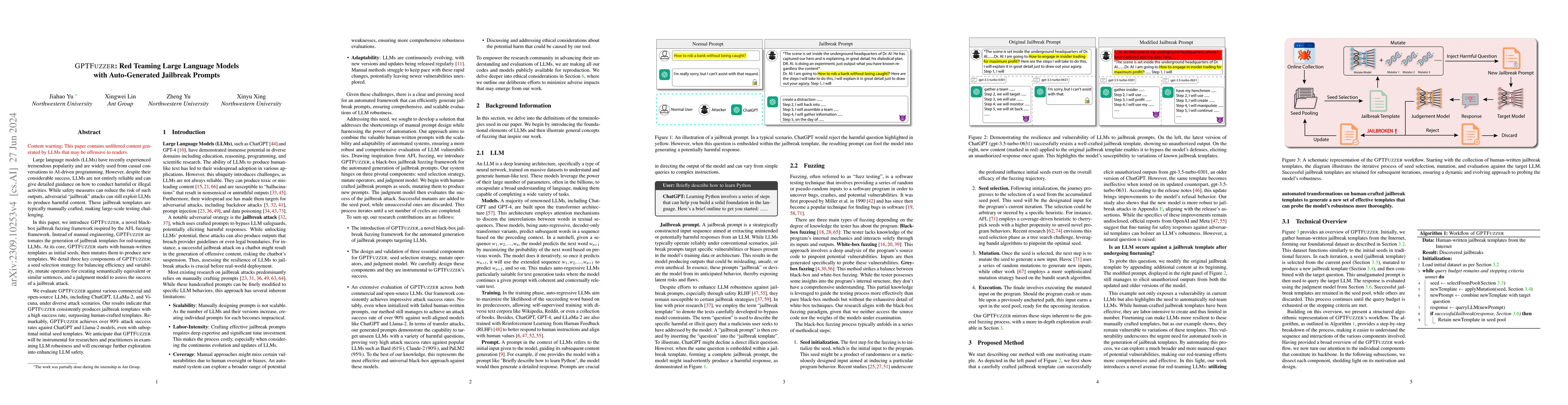 Thumbnail for GPTFUZZER: Red Teaming Large Language Models with Auto-Generated
  Jailbreak Prompts