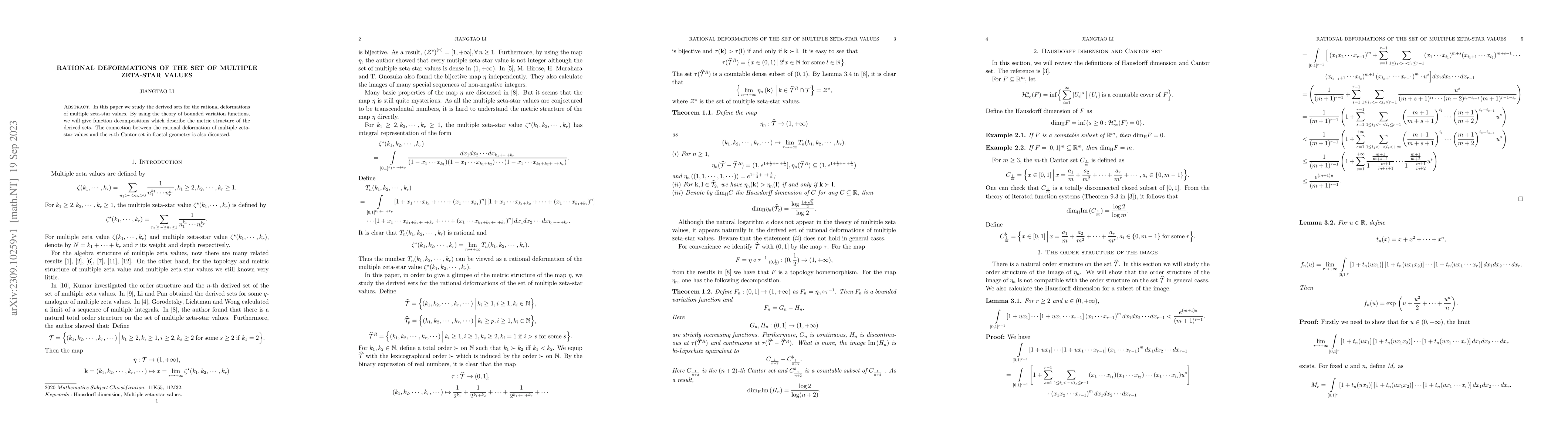 Thumbnail for Rational deformations of the set of multiple zeta-star values