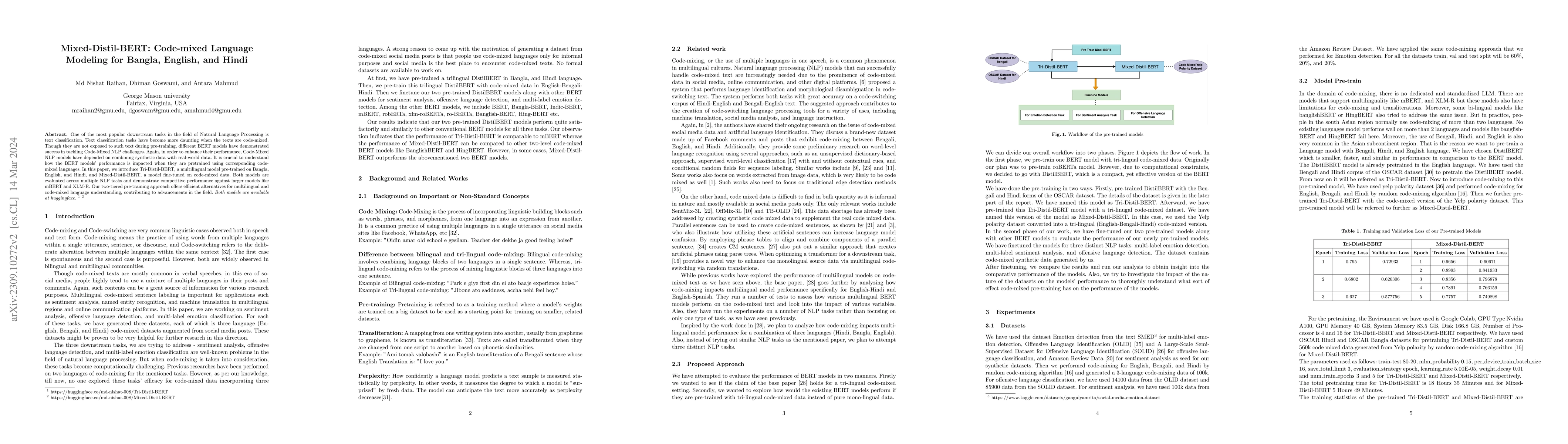 Thumbnail for Mixed-Distil-BERT: Code-mixed Language Modeling for Bangla, English, and
  Hindi