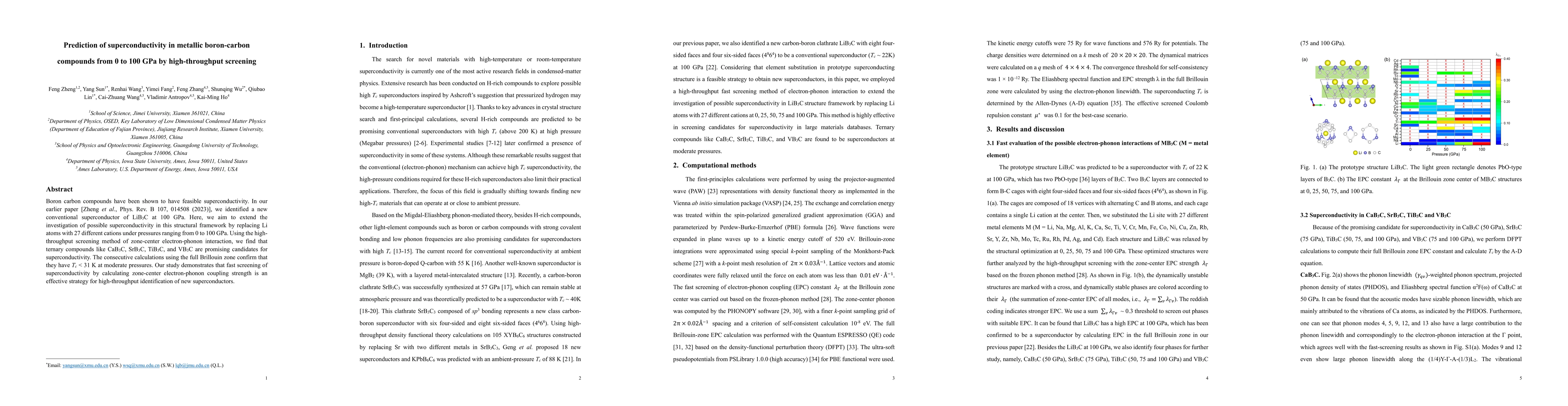 Thumbnail for Prediction of superconductivity in metallic boron-carbon compounds from
  0 to 100 GPa by high-throughput screening