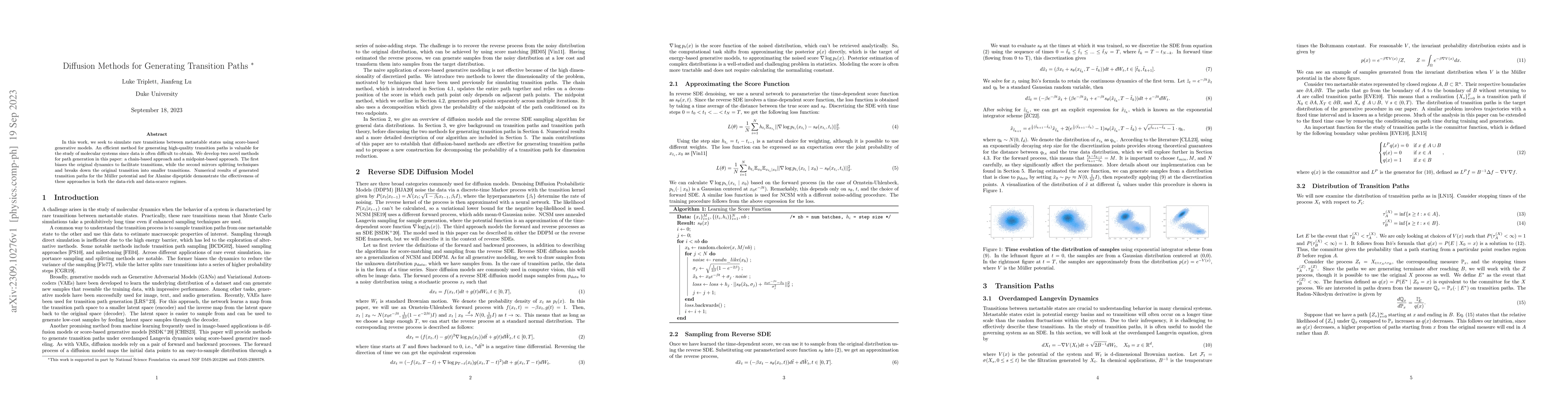 Thumbnail for Diffusion Methods for Generating Transition Paths