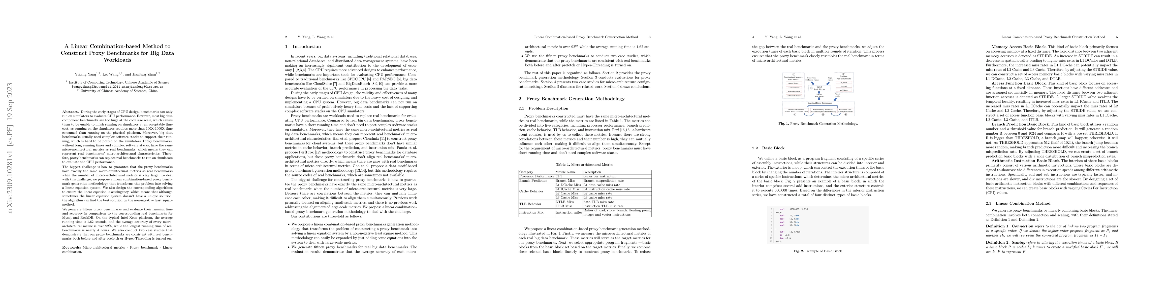 Thumbnail for A Linear Combination-based Method to Construct Proxy Benchmarks for Big
  Data Workloads